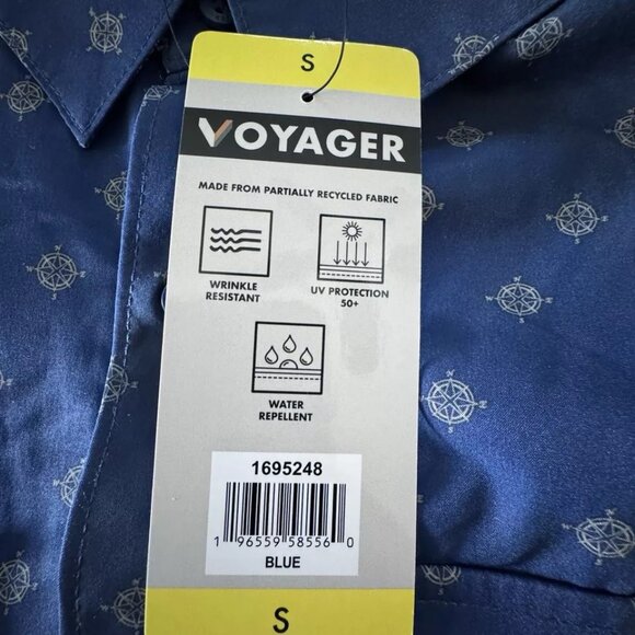 Men's Shirt Small Blue Voyager Short Sleeve Button Up Sml S Casual Office Comfy - Picture 6 of 7